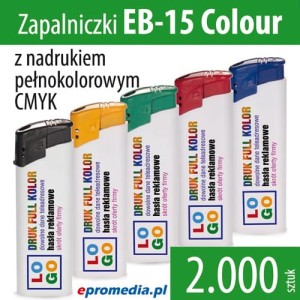 Zapalniczki EB-15 COLOUR z nadrukiem - pakiet 2.000 szt.