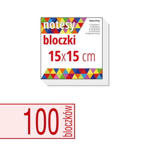 notesy reklamowe, bloczki reklamowe - 15x15 cm - ilość kartek w bloczku: do wyboru 25 / 50 / 100 kartek + plecki kartonowe
