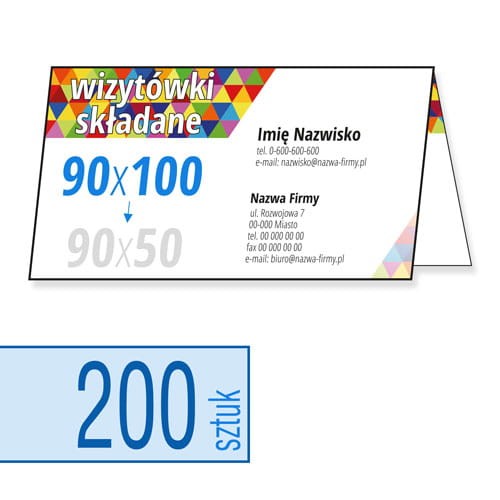 Wizytówki składane 90x100 do 90x50 mm - w atrakcyjnej niskiej cenie
