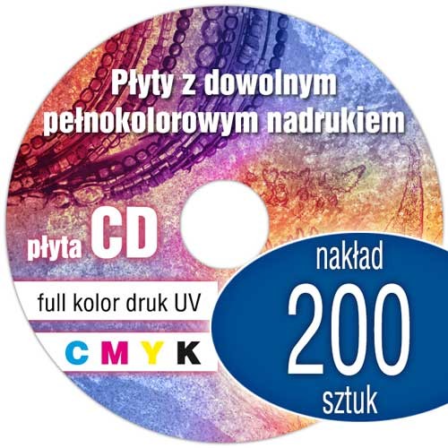 Płyty CD z pełnokolorowym nadrukiem cyfrowym UV - 200 szt.
