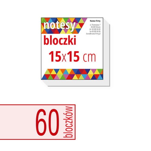 notesy reklamowe, bloczki reklamowe - 15x15 cm - ilość kartek w bloczku: do wyboru 25 / 50 / 100 kartek + plecki kartonowe