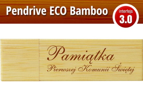 Pendrive okolicznościowy drewniany - Pierwsza Komunia Święta - PK 6015 EKO BAMBOO