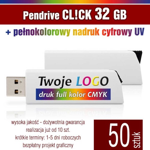 Pendrive CLICK 32 GB z nadrukiem full kolor - komplet 50 szt.