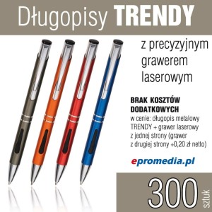 Długopisy TRENDY z grawerem - pakiet 300 szt.