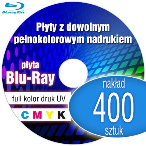 Płyty Blu-Ray z pełnokolorowym nadrukiem cyfrowym UV - 400 szt.