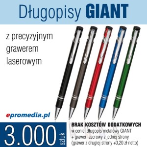 Długopisy GIANT z grawerem - pakiet 3.000 szt.