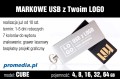Pendrive CUBE 16 GB z grawerem - kolor srebrny