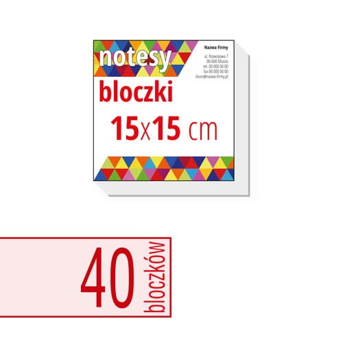 notesy reklamowe, bloczki reklamowe - 15x15 cm - ilość kartek w bloczku: do wyboru 25 / 50 / 100 kartek + plecki kartonowe