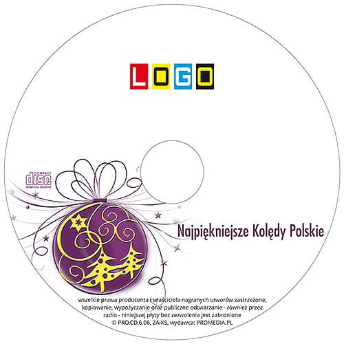 Płyty z kolędami w kopercie foliowej - BK-329 - nadruk na płycie z LOGO