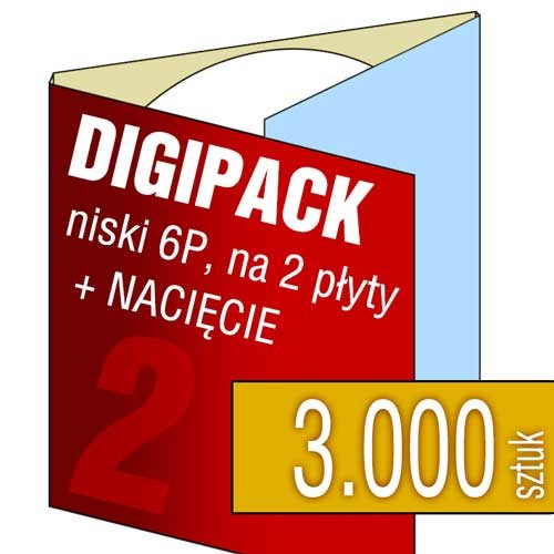 Digipacki niskie 6P - dwułamowe, na 2 płyty + NACIĘCIE na książeczkę - druk pełnokolorowy - 3.000 szt.