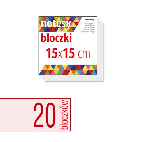 notesy reklamowe, bloczki reklamowe - 15x15 cm - ilość kartek w bloczku: do wyboru 25 / 50 / 100 kartek + plecki kartonowe