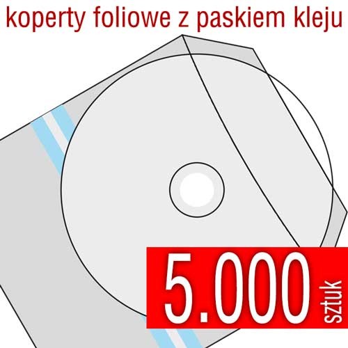 koperta foliowa do płyt CD, DVD, Blu-Ray z paskiem samoprzylepnym (gruba folia)