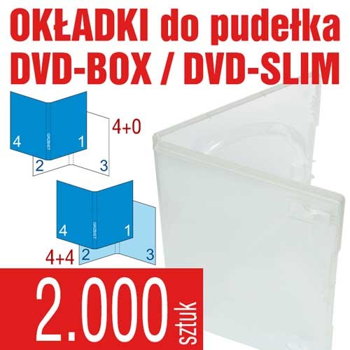 druk okładek pod folię do pudełka standardowego DVD-BOX oraz do pudełka DVD-SLIM