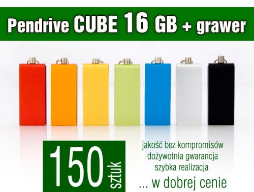 Pendrive CUBE 16 GB z grawerem - komplet 150 szt.