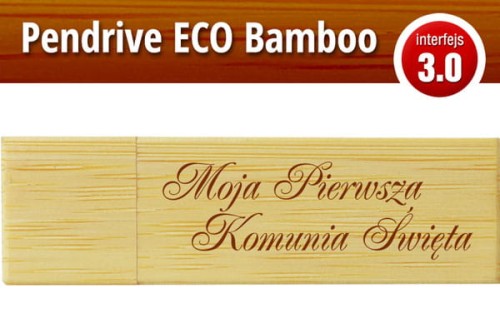 Pendrive okolicznościowy drewniany - Pierwsza Komunia Święta - PK 6012 EKO BAMBOO