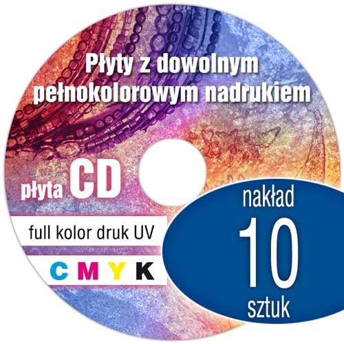 Płyty CD z pełnokolorowym nadrukiem cyfrowym UV - 10 szt.