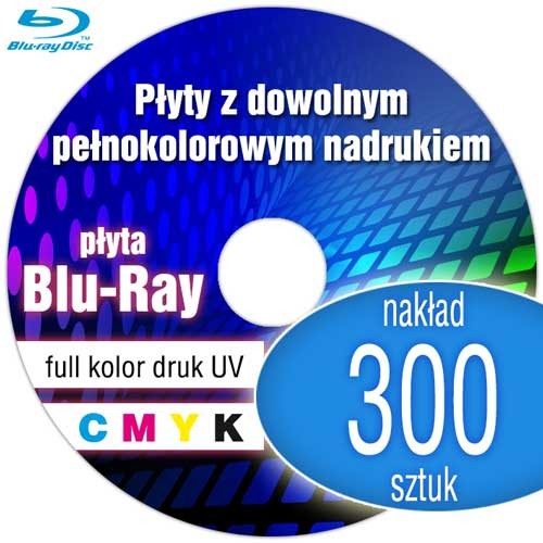 Płyty Blu-Ray z pełnokolorowym nadrukiem cyfrowym UV - 300 szt.
