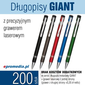 Długopisy GIANT z grawerem - pakiet 200 szt.