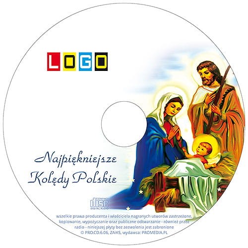 Płyty z kolędami w kopercie foliowej - BK-074 - nadruk na płycie z LOGO