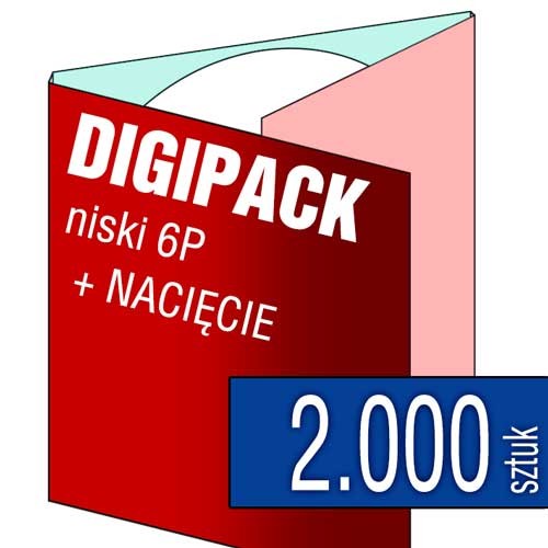 Digipacki niskie 6P - dwułamowe, na 1 płytę + NACIĘCIE na książeczkę - druk cyfrowy pełnokolorowy - 2.000 szt.