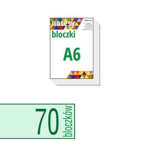 notesy reklamowe, bloczki reklamowe - A6 - ilość kartek w bloczku: do wyboru 25 / 50 / 100 kartek + plecki kartonowe