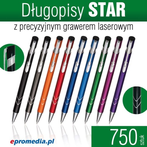 Długopisy metalowe STAR z grawerem laserowym - pakiet 750 szt.