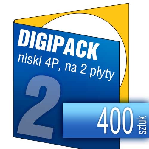 Digipacki niskie 4P - jednołamowe, na 2 płyty - druk cyfrowy pełnokolorowy - 400 szt.