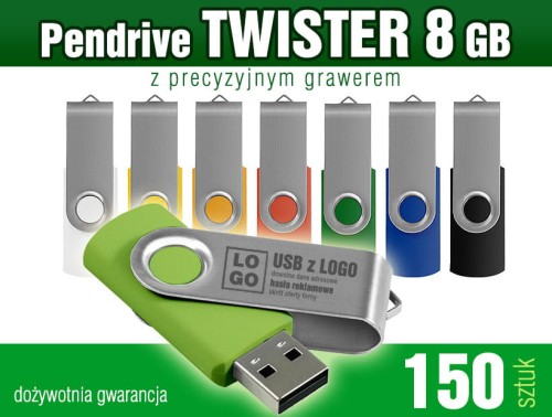 Pendrive Twister 8 GB z grawerem lub nadrukiem full kolor CMYK - pakiet 150 szt.