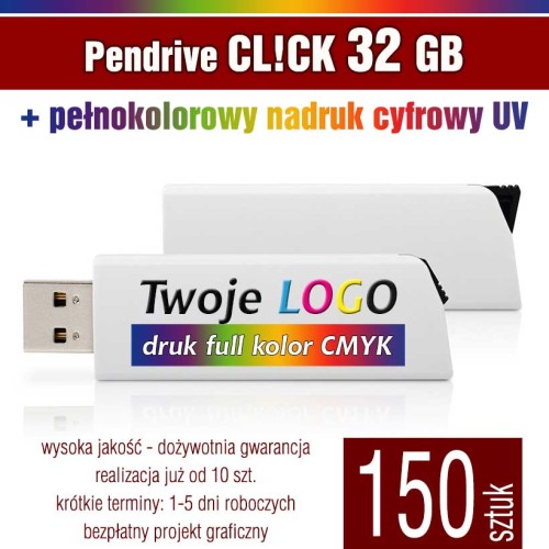Pendrive CLICK 32 GB z nadrukiem full kolor - komplet 150 szt.