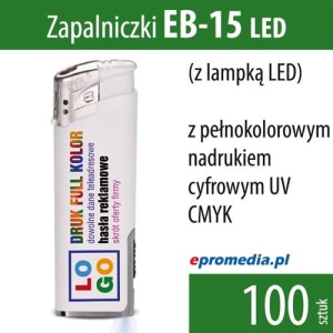 Zapalniczki EB-15 LED z nadrukiem - pakiet 100 szt.