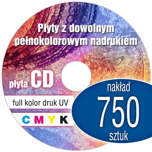 Płyty CD z pełnokolorowym nadrukiem cyfrowym UV - 750 szt.