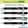 Długopisy metalowe GENIUS z grawerem - standardowe obszary znakowania