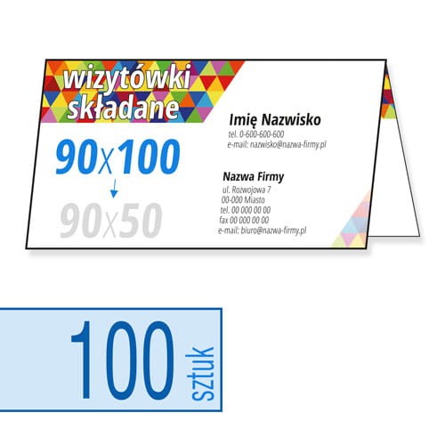Wizytówki składane 90x100 do 90x50 mm - w atrakcyjnej niskiej cenie