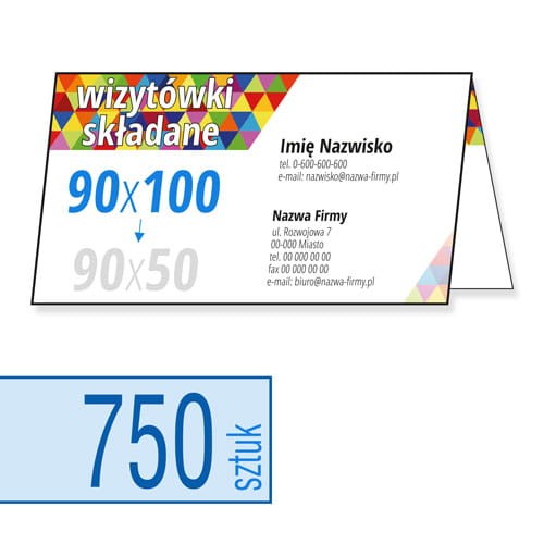 Wizytówki składane 90x100 do 90x50 mm - w atrakcyjnej niskiej cenie