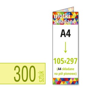 Ulotki składane A4 do 105x297- 300 szt.