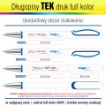 Długopisy TEK z nadrukiem cyfrowym UV FULL KOLOR - pole zadruku