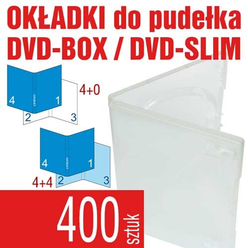 druk okładek pod folię do pudełka standardowego DVD-BOX oraz do pudełka DVD-SLIM
