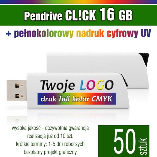 Pendrive CLICK 16 GB z nadrukiem full kolor - komplet 50 szt.
