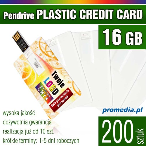 Pendrive Goodram PLASTIC CREDIT CARD 16 GB z nadrukiem pełnokolorowym CMYK - komplet 200 szt.