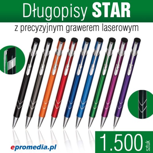 Długopisy metalowe STAR z grawerem laserowym - pakiet 1.500 szt.
