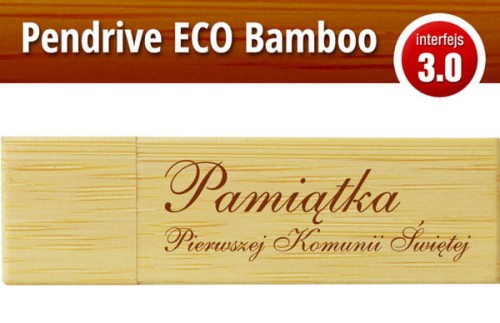 Pendrive okolicznościowy drewniany - Pierwsza Komunia Święta - PK 6004 EKO BAMBOO