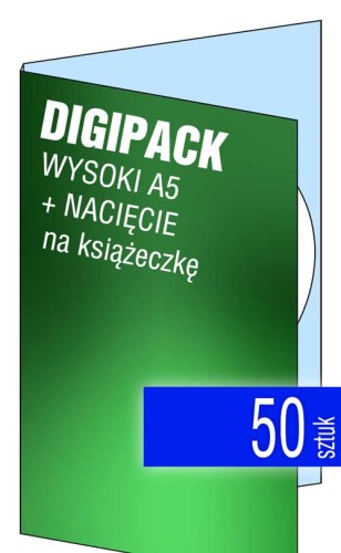 Digipacki WYSOKI A5 - jednołamowe, na 1 płytę + NACIĘCIE na książeczkę - druk cyfrowy pełnokolorowy - 50 szt.