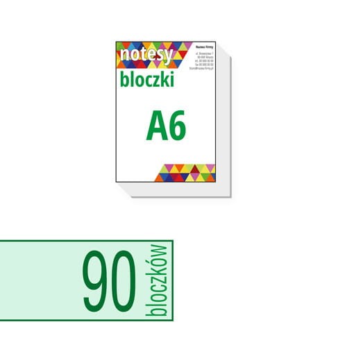 notesy reklamowe, bloczki reklamowe - A6 - ilość kartek w bloczku: do wyboru 25 / 50 / 100 kartek + plecki kartonowe