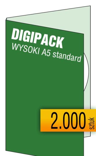 Digipacki WYSOKI A5 - standardowe jednołamowe, 1 płyta - druk cyfrowy pełnokolorowy - 2.000 szt.