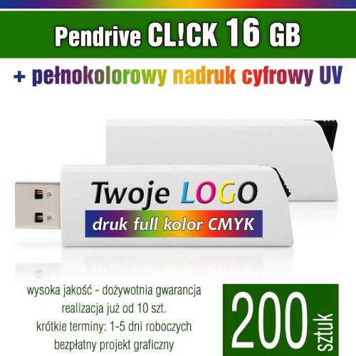 Pendrive CLICK 16 GB z nadrukiem full kolor - komplet 200 szt.