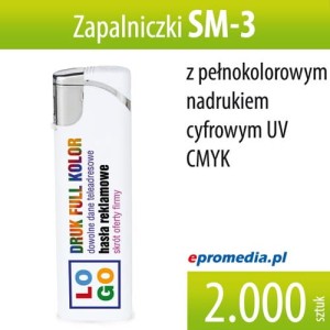 Zapalniczki SM-3 z nadrukiem - pakiet 2.000 szt.