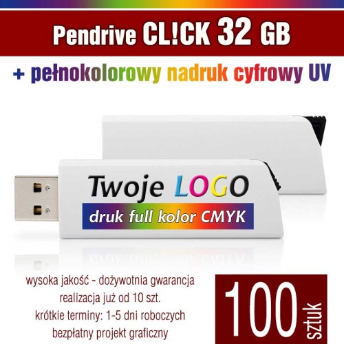 Pendrive CLICK 32 GB z nadrukiem full kolor - komplet 100 szt.