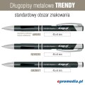 Długopisy metalowe TRENDY z grawerem - standardowe obszary znakowania