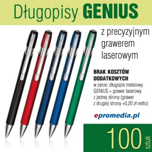 Długopisy GENIUS z grawerem - pakiet 100 szt.