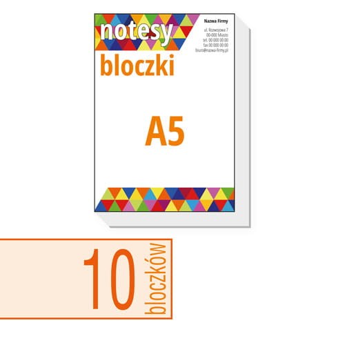 notesy reklamowe, bloczki reklamowe - A5 - ilość kartek w bloczku: do wyboru 25 / 50 / 100 kartek + plecki kartonowe
